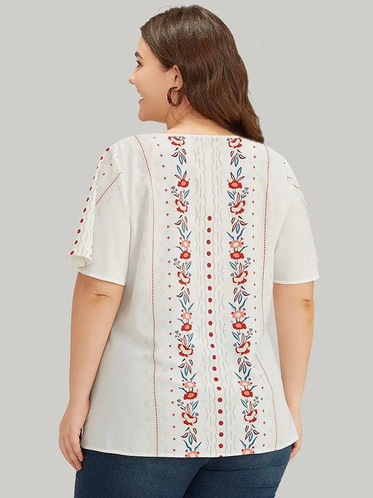 Bandana Print V Neck Flutter Sleeve Blouse sold by Bloomchic product image thumbnail 5