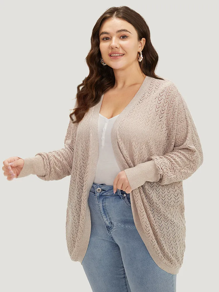 Solid Hollow Out Open Front Arc Hem Cardigan sold by Bloomchic product image thumbnail 4