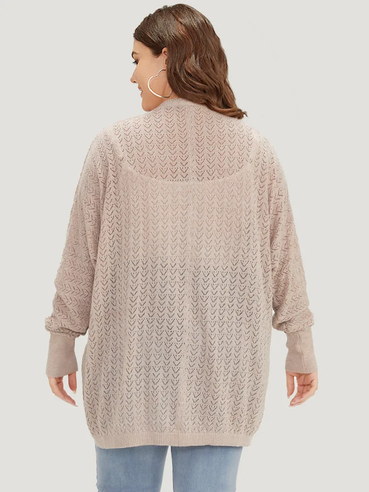 Solid Hollow Out Open Front Arc Hem Cardigan sold by Bloomchic product image thumbnail 2