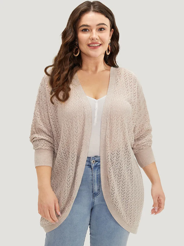 Solid Hollow Out Open Front Arc Hem Cardigan sold by Bloomchic