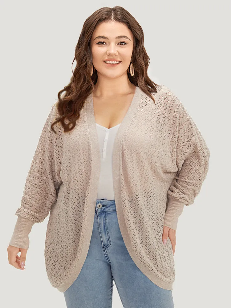 Solid Hollow Out Open Front Arc Hem Cardigan sold by Bloomchic product image thumbnail 5
