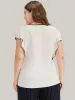 Contrast Keyhole Ruffle Trim Cap Sleeve Blouse sold by Bloomchic