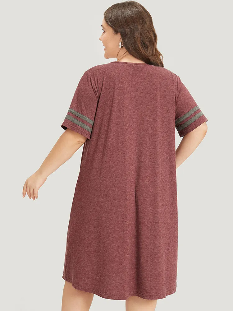 Striped Patchwork Pocket Crew Neck Dress sold by Bloomchic product image thumbnail 4