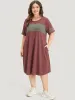 Striped Patchwork Pocket Crew Neck Dress sold by Bloomchic