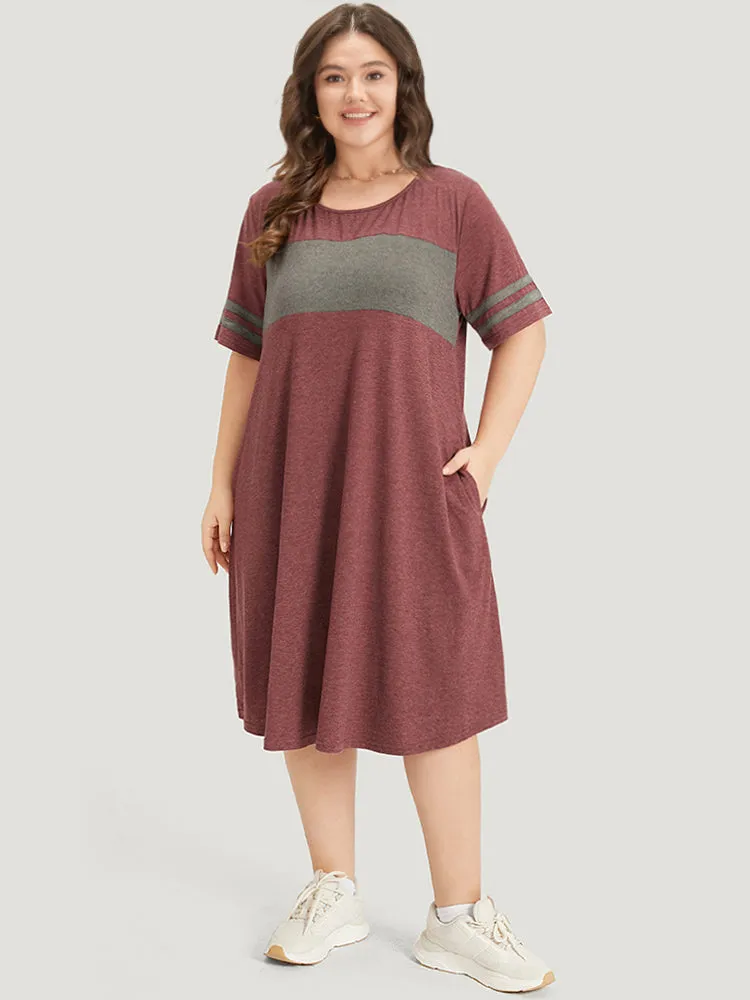 Striped Patchwork Pocket Crew Neck Dress sold by Bloomchic product image thumbnail 3