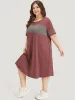 Striped Patchwork Pocket Crew Neck Dress sold by Bloomchic