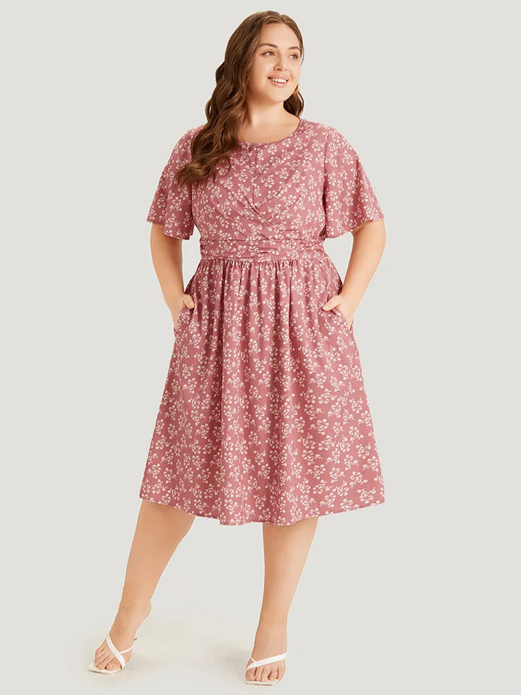 Ditsy Floral Pocket Crossover Elastic Waist Dress sold by Bloomchic product image thumbnail 3
