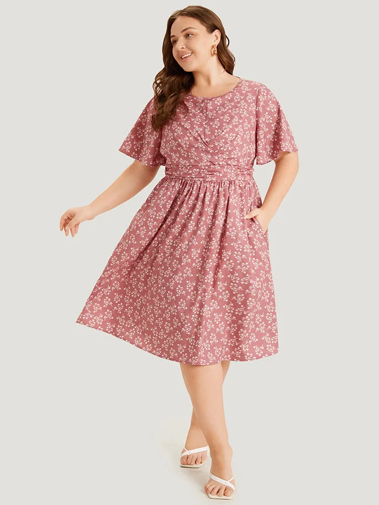 Ditsy Floral Pocket Crossover Elastic Waist Dress sold by Bloomchic product image thumbnail 2