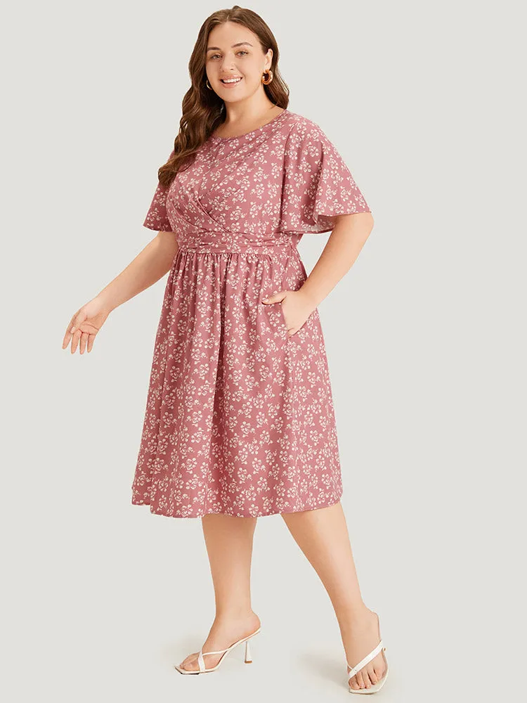 Ditsy Floral Pocket Crossover Elastic Waist Dress sold by Bloomchic product image thumbnail 4