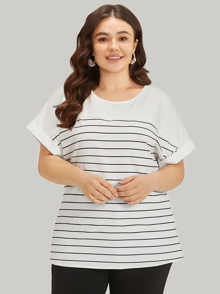 Striped Patchwork Roll Batwing Sleeve Blouse sold by Bloomchic product image thumbnail 3