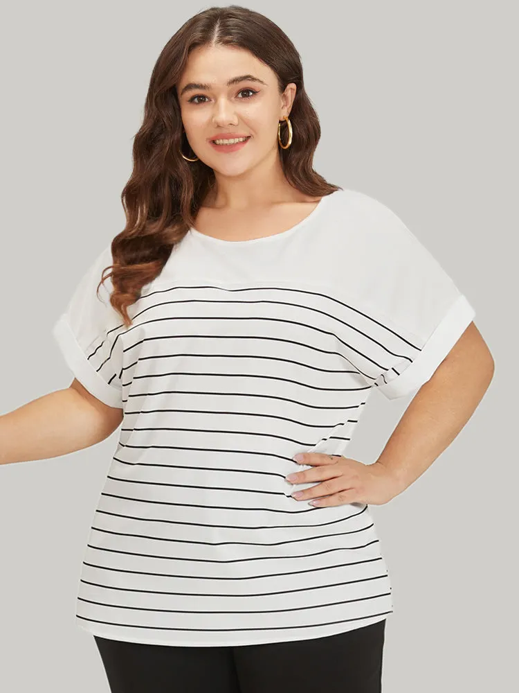 Striped Patchwork Roll Batwing Sleeve Blouse sold by Bloomchic product image thumbnail 4