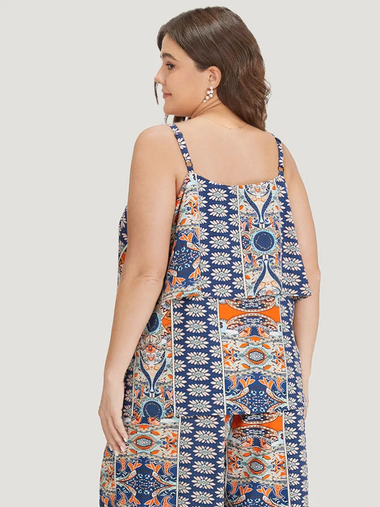 Boho Print Tiered Adjustable Straps Woven Top sold by Bloomchic product image thumbnail 4