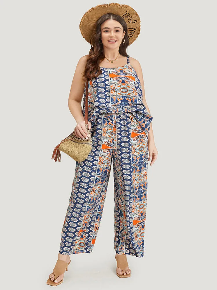 Boho Print Tiered Adjustable Straps Woven Top sold by Bloomchic product image thumbnail 2