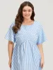 Striped Patchwork Gathered Pocket Midi Dress sold by Bloomchic