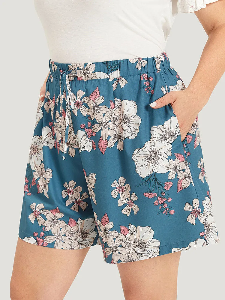 Floral Print Pocket Ties Elastic Waist Shorts sold by Bloomchic product image thumbnail 2