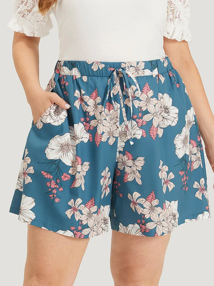 Floral Print Pocket Ties Elastic Waist Shorts sold by Bloomchic product image thumbnail 3