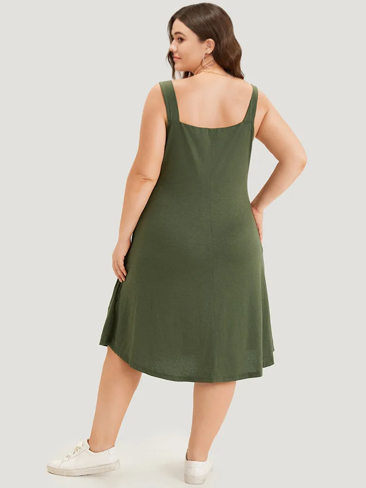 Plain Button Detail Pocket Curved Hem Cami Dress sold by Bloomchic product image thumbnail 5