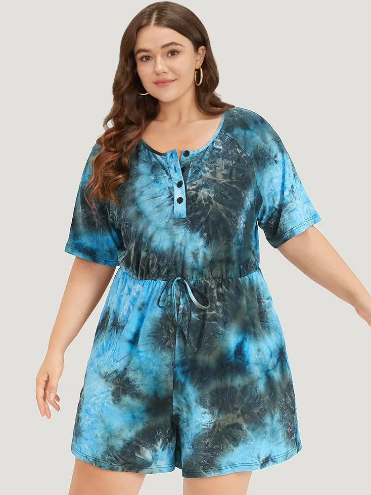 Tie Dye Button Up Ties Raglan Sleeve Jumpsuit sold by Bloomchic product image thumbnail 3