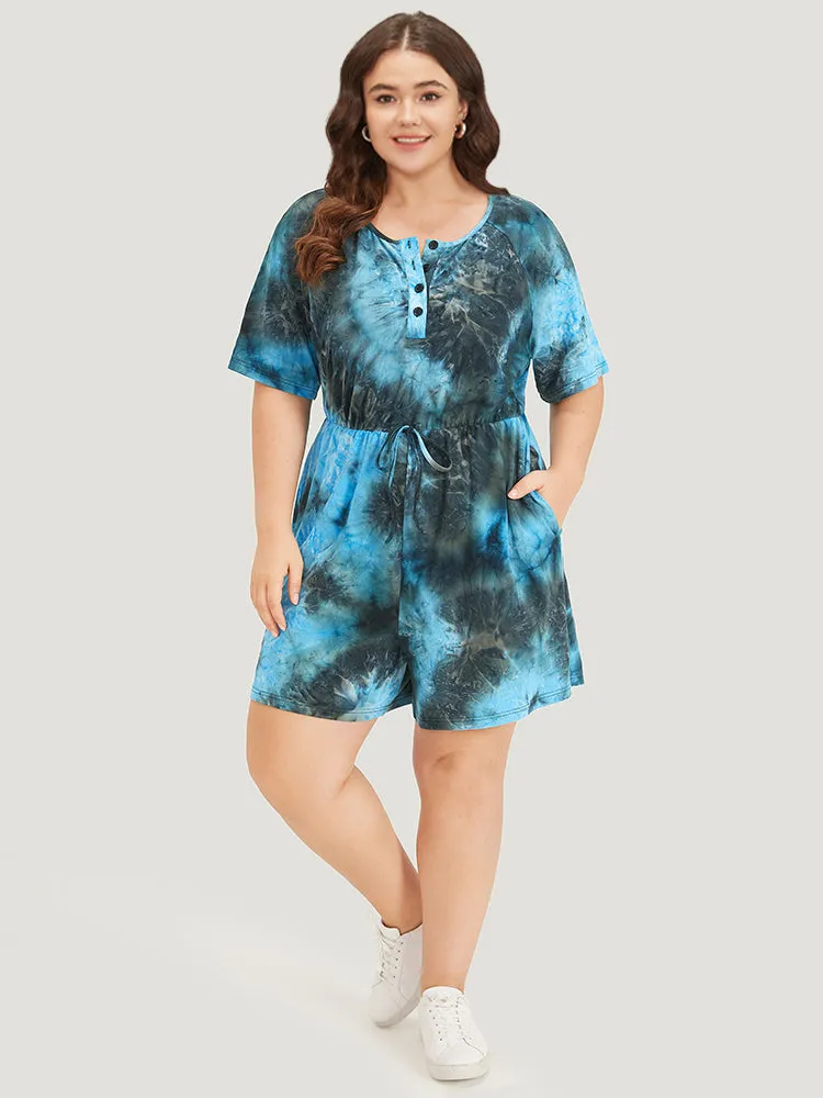Tie Dye Button Up Ties Raglan Sleeve Jumpsuit sold by Bloomchic product image thumbnail 4