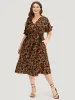 Brush Print Ruffles Wrap Belted Pocket Dress sold by Bloomchic