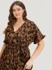 Brush Print Ruffles Wrap Belted Pocket Dress sold by Bloomchic