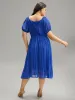 Plain Pleated V Neck Elastic Cuffs Puff Sleeve Dress sold by Bloomchic