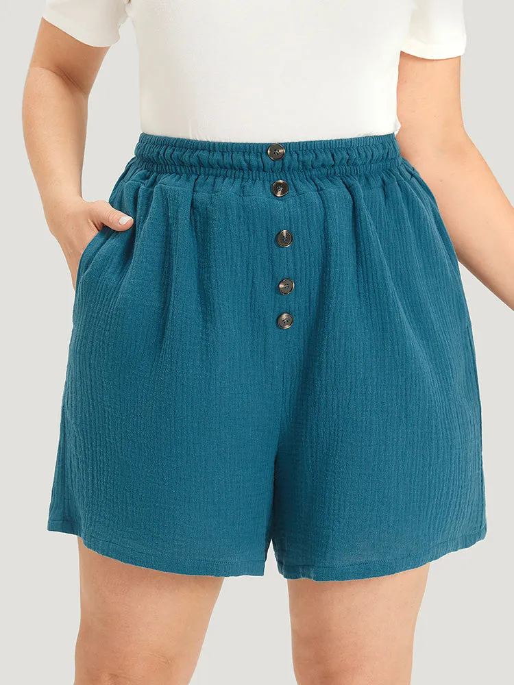 Plain Shirred Pocket Button Detail Shorts sold by Bloomchic product image thumbnail 3