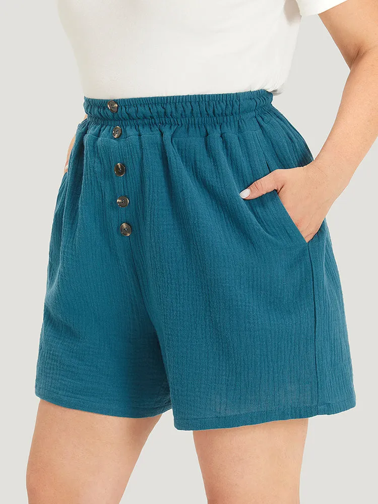 Plain Shirred Pocket Button Detail Shorts sold by Bloomchic product image thumbnail 2