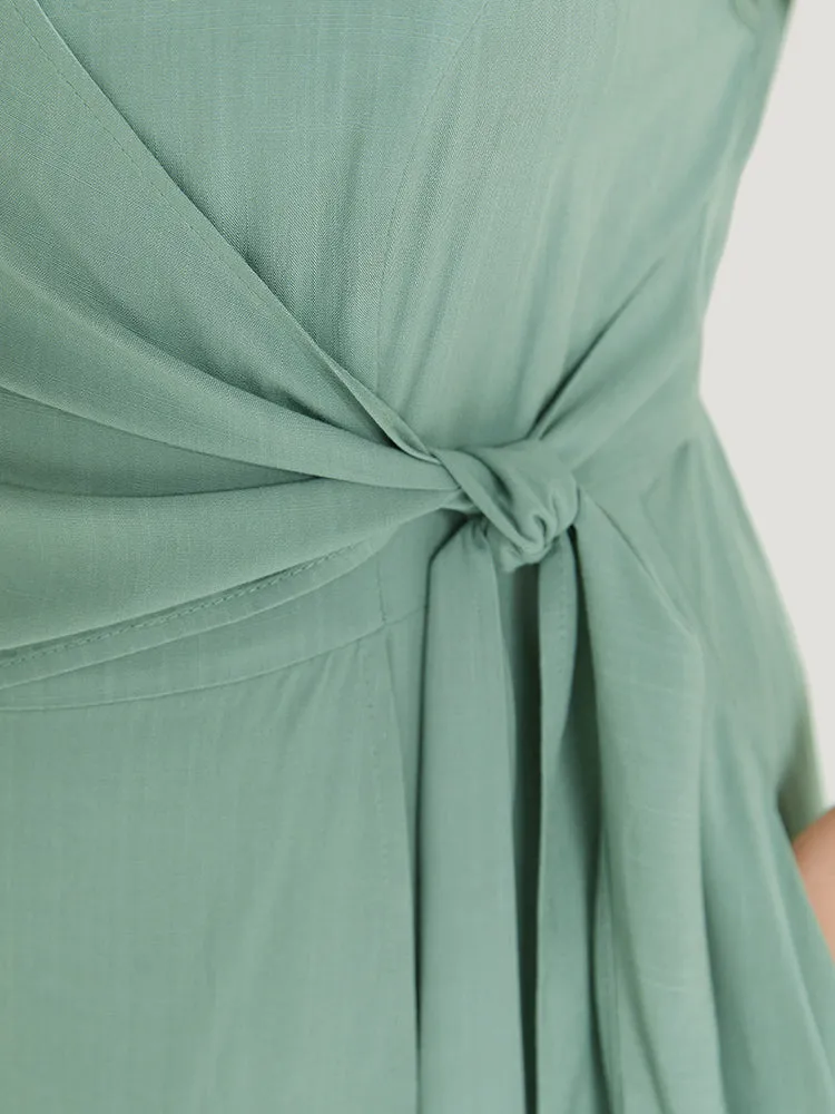 Supersoft Essentials Solid Knot Wrap Hem Cap Sleeve Dress sold by Bloomchic product image thumbnail 5