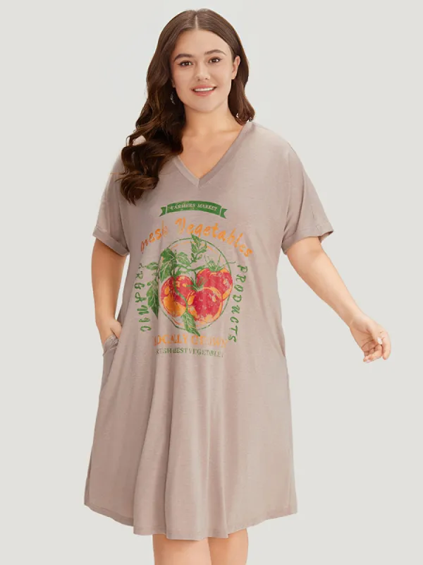 Supersoft Essentials Letter & Vegetable Graphic Pocket Batwing Sleeve Dress sold by Bloomchic