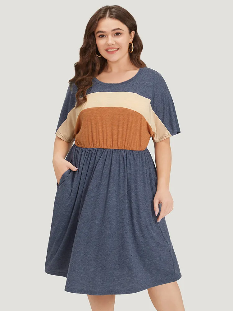 Supersoft Essentials Contrast Pocket Gathered Elastic Waist Dress sold by Bloomchic