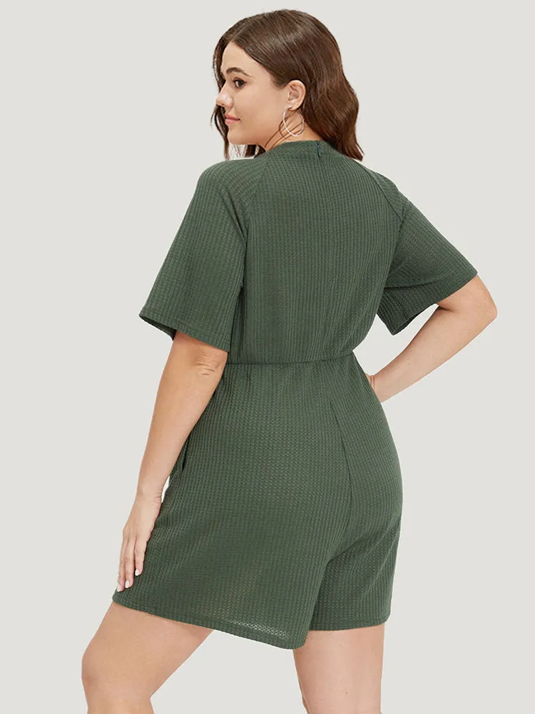 Plain Waffle Knit Pocket Button Detail Notched Jumpsuit sold by Bloomchic product image thumbnail 4