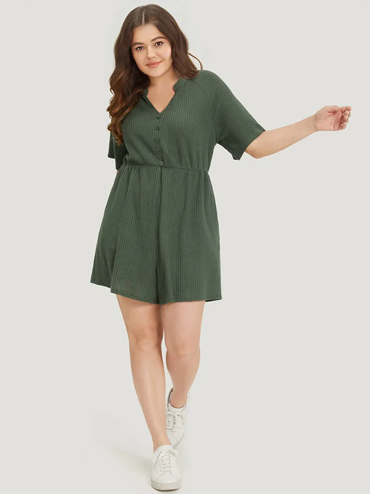 Plain Waffle Knit Pocket Button Detail Notched Jumpsuit sold by Bloomchic product image thumbnail 5