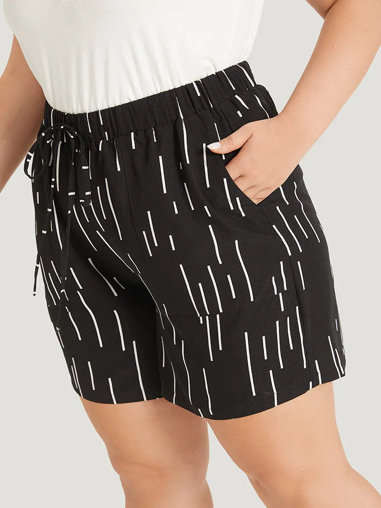 Striped Print Ties Slant Pocket Elastic Waist Shorts sold by Bloomchic product image thumbnail 2