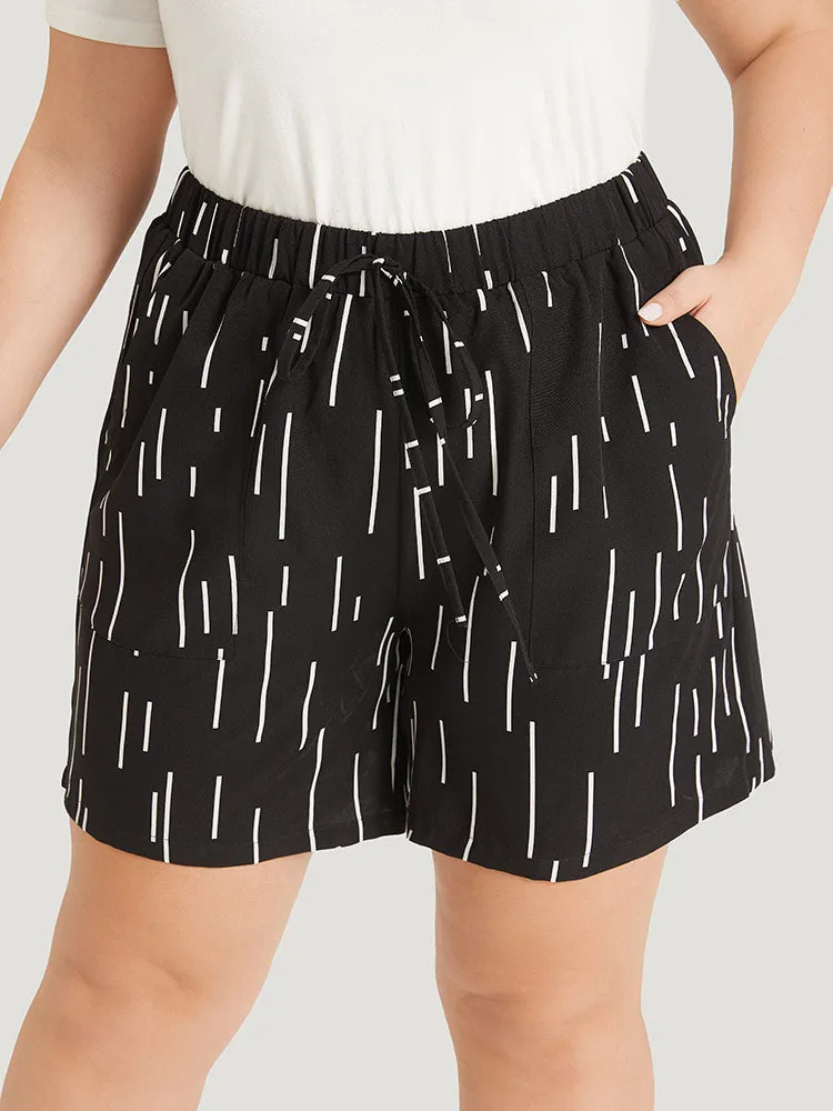 Striped Print Ties Slant Pocket Elastic Waist Shorts sold by Bloomchic product image thumbnail 3