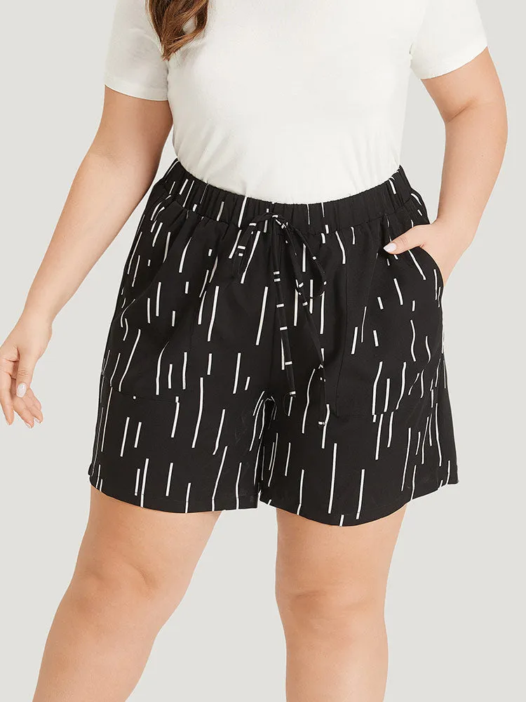 Striped Print Ties Slant Pocket Elastic Waist Shorts sold by Bloomchic