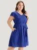 Solid Pocket Lace Mesh Belted Cut Out Dress sold by Bloomchic