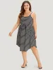 Striped Button Detail Pocket Curved Hem Cami Dress sold by Bloomchic