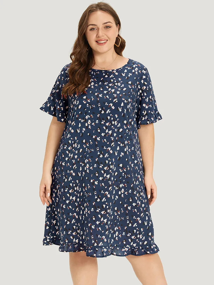 Allover Print Pocket Flutter Trim Dress sold by Bloomchic product image thumbnail 3