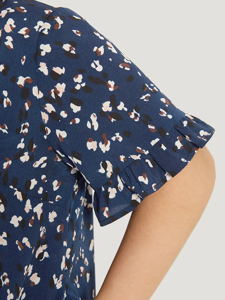 Allover Print Pocket Flutter Trim Dress sold by Bloomchic product image thumbnail 5