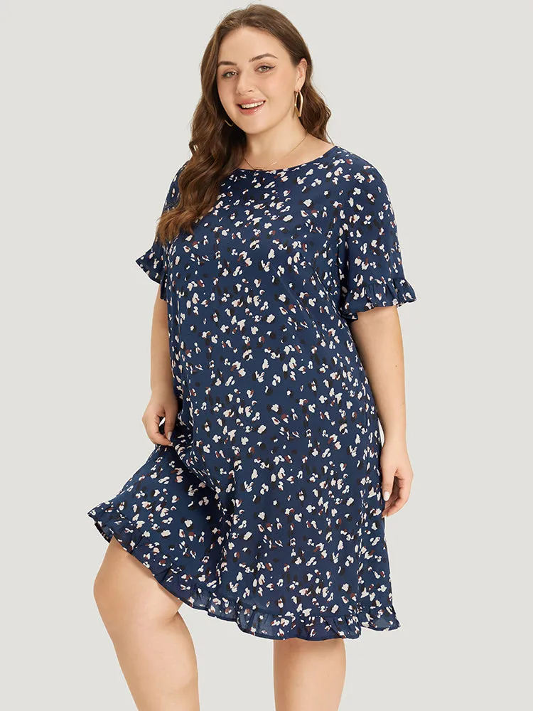 Allover Print Pocket Flutter Trim Dress sold by Bloomchic product image thumbnail 2
