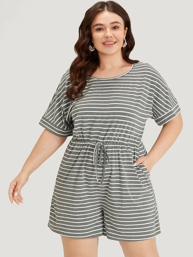 Striped Print Pocket Ties Elastic Waist Jumpsuit sold by Bloomchic product image thumbnail 4