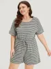 Striped Print Pocket Ties Elastic Waist Jumpsuit sold by Bloomchic