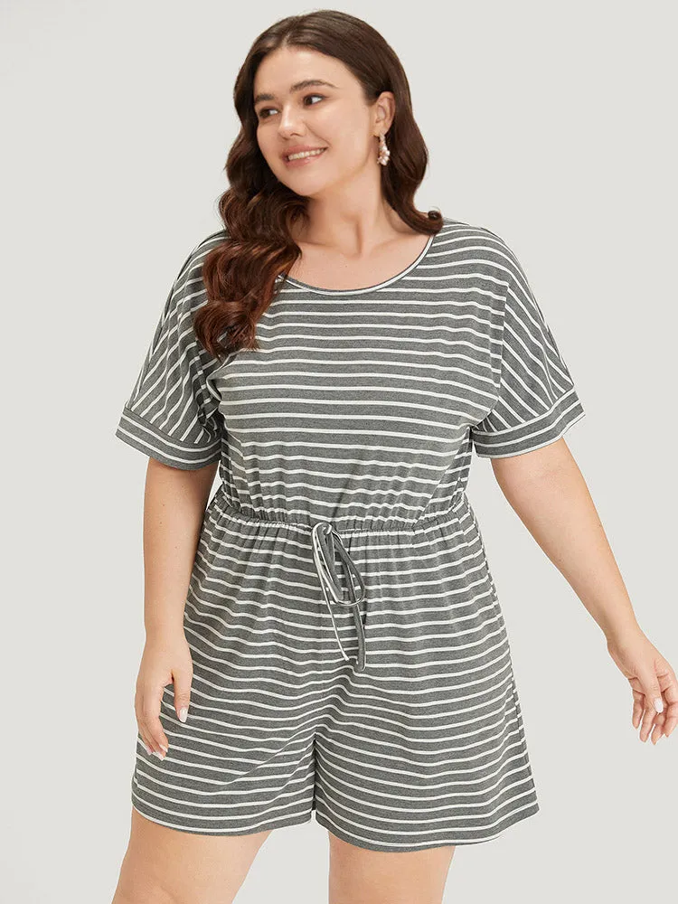 Striped Print Pocket Ties Elastic Waist Jumpsuit sold by Bloomchic product image thumbnail 3