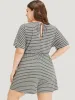 Striped Print Pocket Ties Elastic Waist Jumpsuit sold by Bloomchic