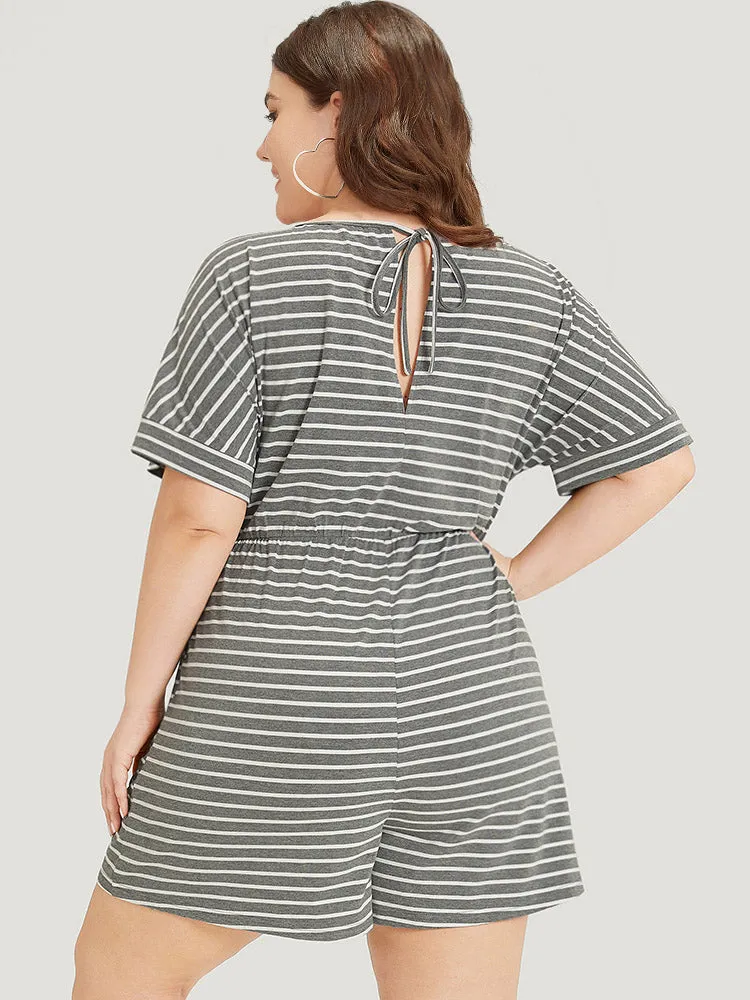 Striped Print Pocket Ties Elastic Waist Jumpsuit sold by Bloomchic product image thumbnail 5