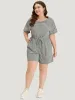 Striped Print Pocket Ties Elastic Waist Jumpsuit sold by Bloomchic