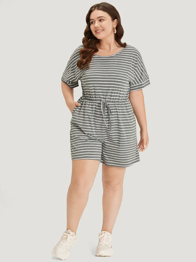 Striped Print Pocket Ties Elastic Waist Jumpsuit sold by Bloomchic product image thumbnail 2