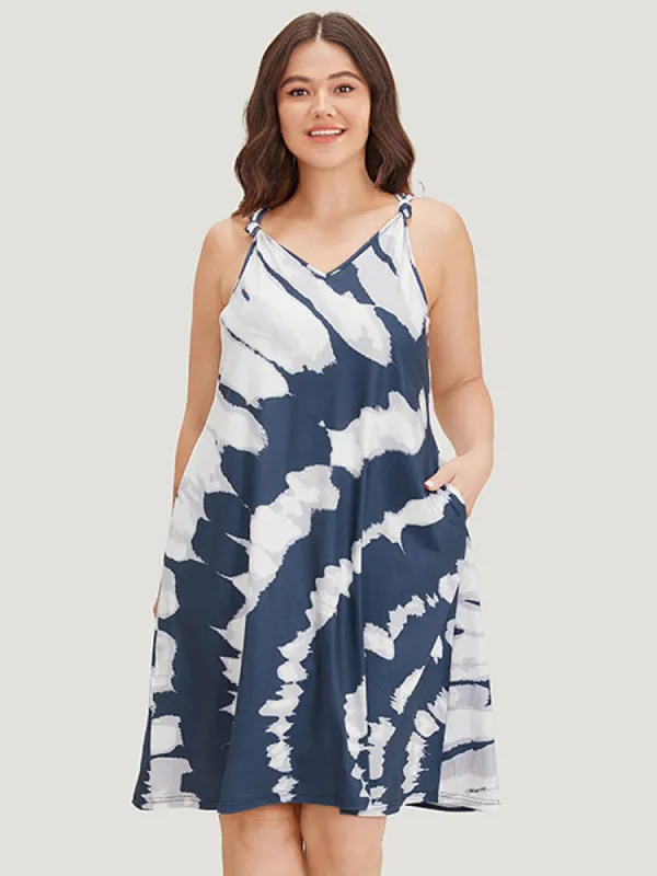 Tie Dye Pocket Bowknot Cami Dress sold by Bloomchic