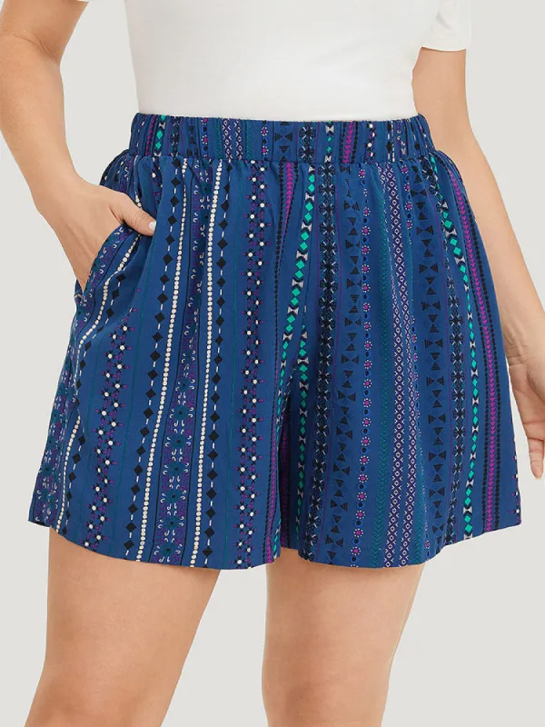 Boho Print Pocket Elastic Waist Shorts sold by Bloomchic